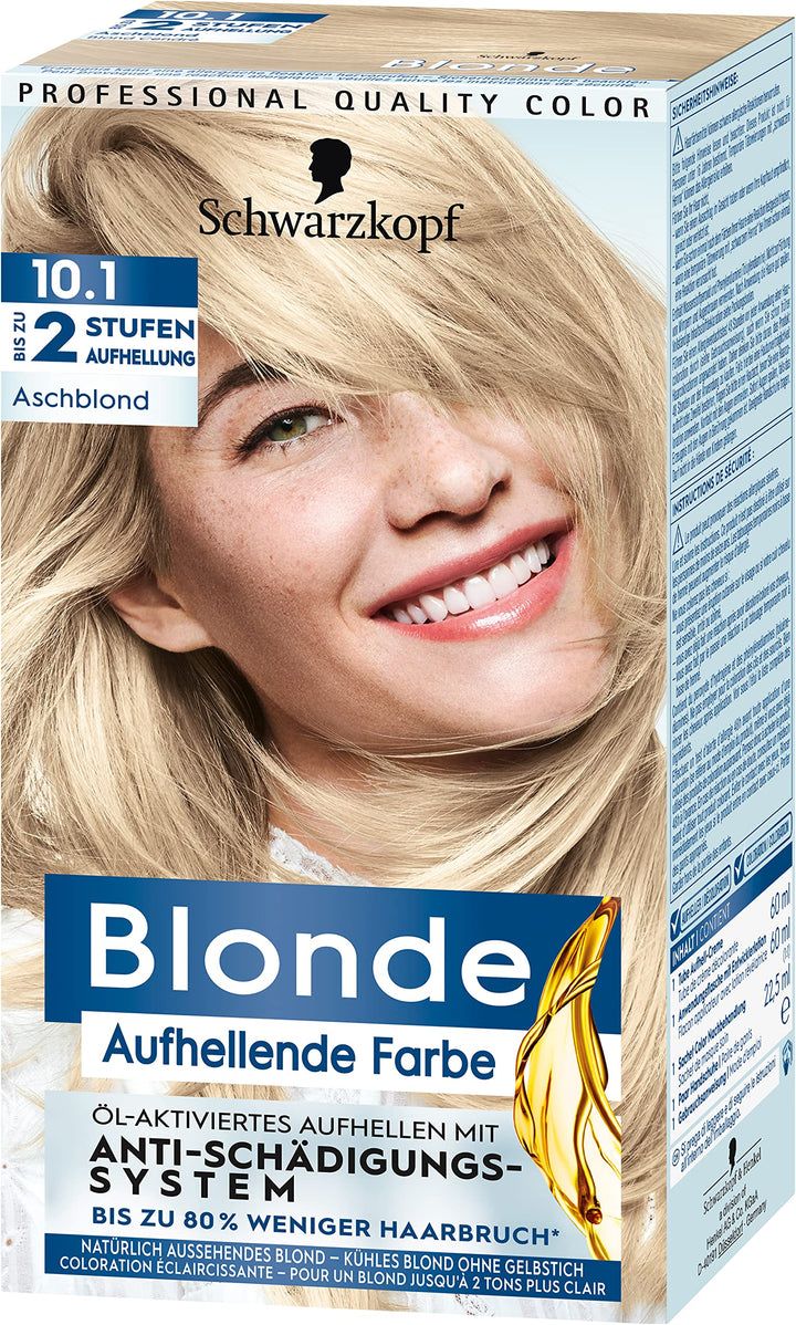 Blonde aufhellende Farbe 10.1 Aschblond (142 ml), Haarfärbemittel für Öl-aktiviertes Haare Aufhellen