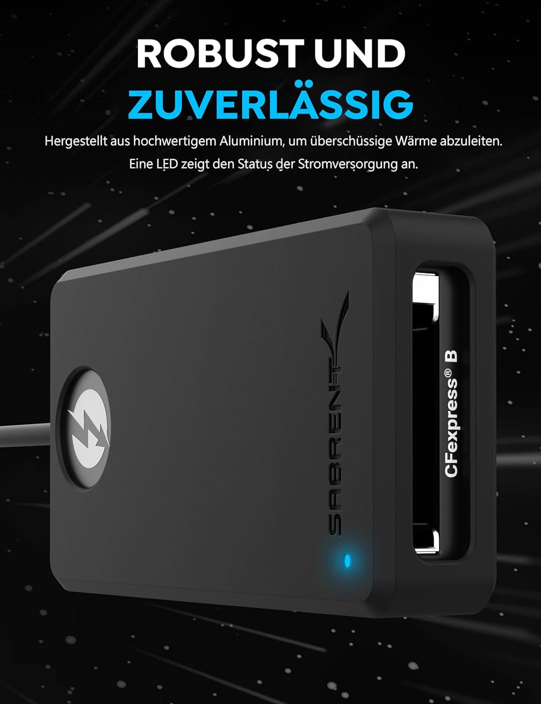SABRENT Thunderbolt CFexpress Typ B Kartenleser, USB 3.2 GEN 2 1500MBps Externe Kartenlesegeräte (CR