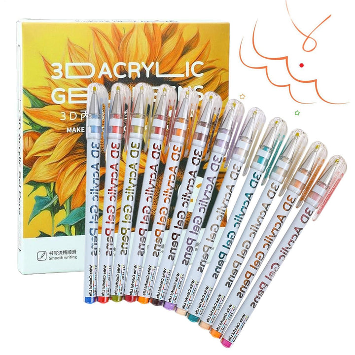 3D Acryl Gel Pen, Acryl Farbmarker Set Für Steine, Wasserbasierte Zeichenstifte Für Holz Stein Leinw