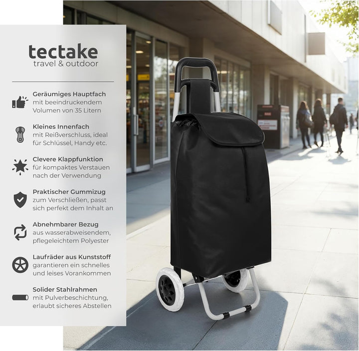 TecTake Einkaufstrolley Einkaufsroller klappbar - Diverse Farben - (Schwarz | Nr. 401270)