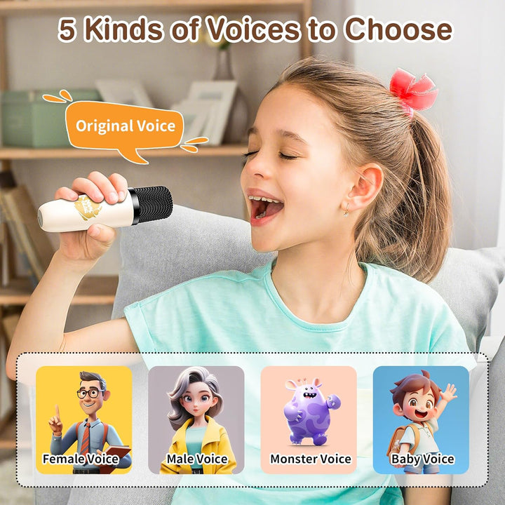 PHNIXGAM Mini Karaoke Maschine mit 2 drahtlosen Mikrofonen, Tragbarer Bluetooth Lautsprecher, Karaok