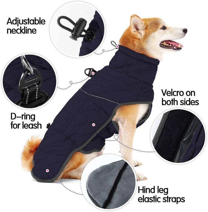 HEYWEAN Hundemantel Winter Wasserdicht Hundejacke mit D-Ring Warm Mantel Hund Fleece Hundepullover R