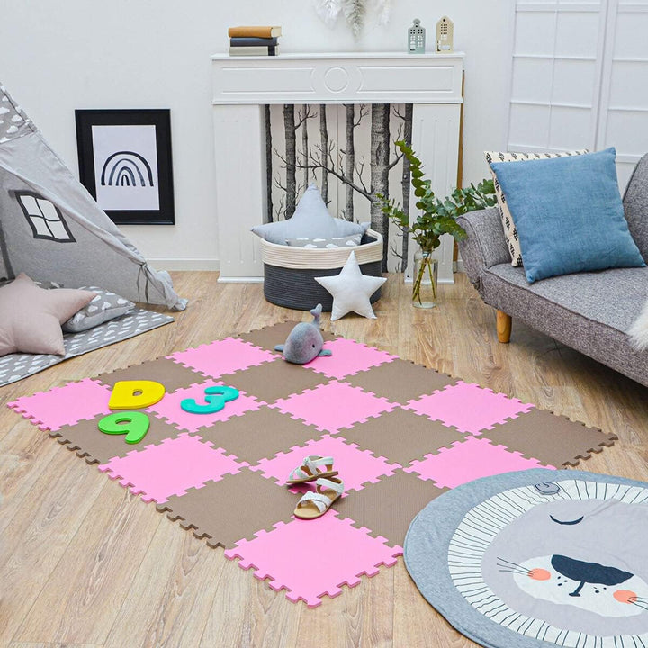 LittleTom 18 Teile Spielmatte Baby ab Null - 30x30 Schaumstoff Puzzlematte Kinder Isomatte Baby Spie