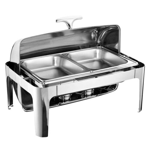 9l Edelstahl Speisenwärmer, Chafing Dish Mit Rolldeckel Speisenwärmer Warmhaltebehälter, Heizplatten