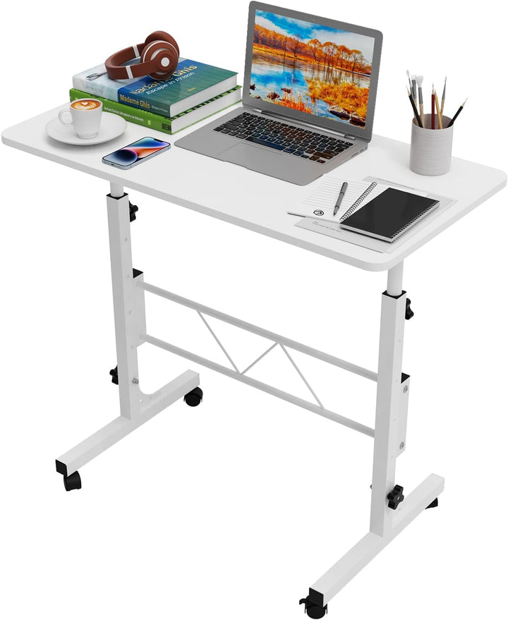 PIPIPOXER 80x40cm Laptoptisch mit Rollen, Laptoptisch Höhenverstellbarer 69-110 cm, Computertisch Mo