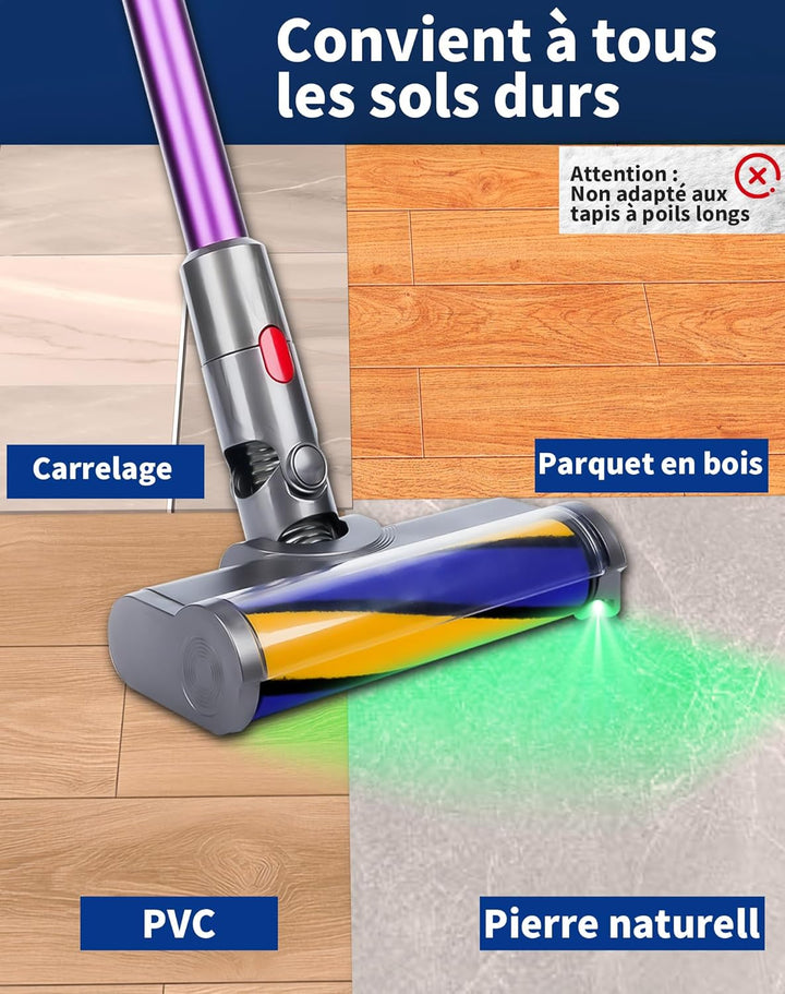 Bodendüse für Dyson V7 V8 V10 V11 V15 Staubsauger Bürste Ersatzteil Softwalze Bodenbürste mit LED-Li