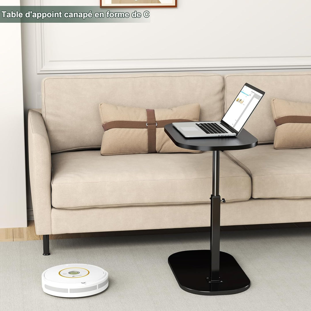 Beistelltisch in C-Form, höhenverstellbar, 360 ° drehbar, Sofa, Beistelltisch für Sofa/Bett/Badewann