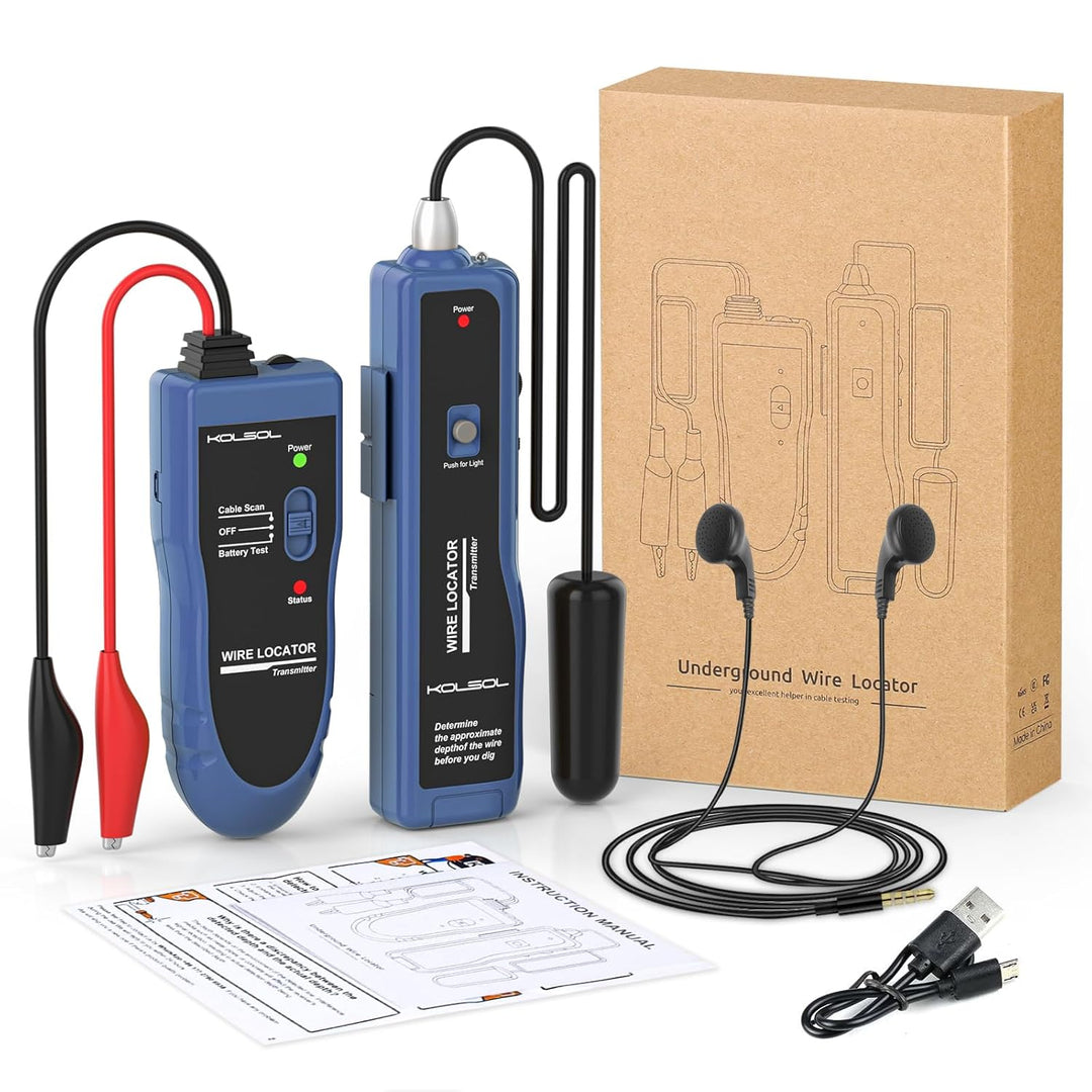 KOLSOL Unterirdischer Kabelsucher, Kabeltester F02 Pro zum Auffinden von Drähten und Steuerdrähten,