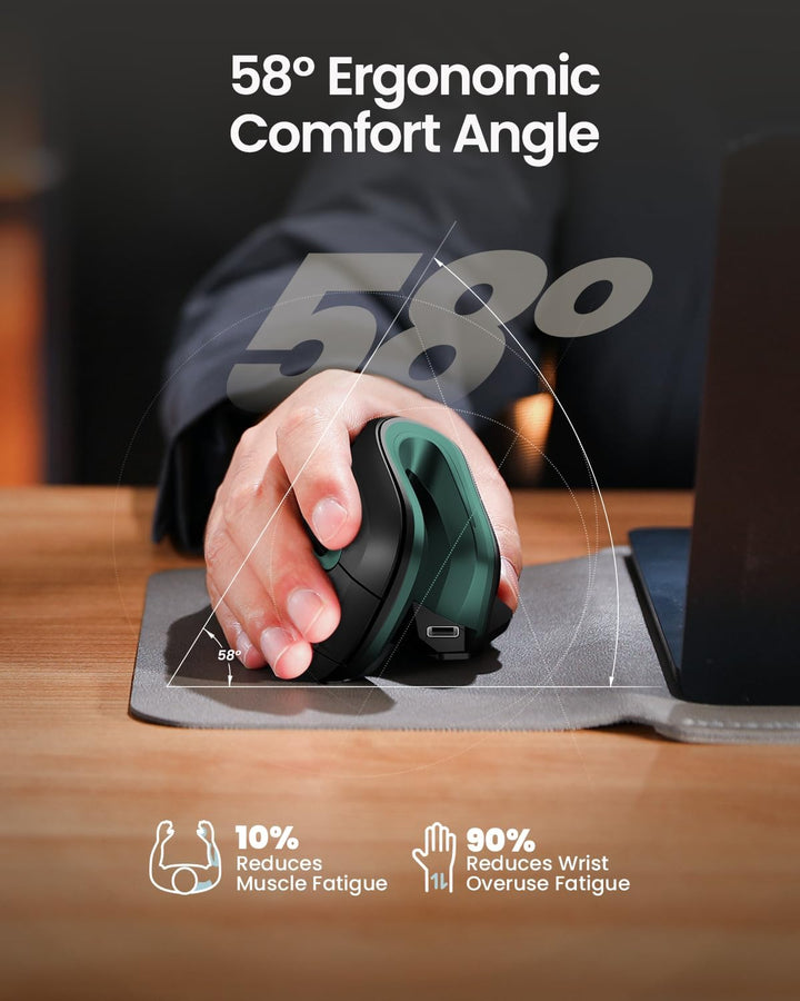ProtoArc EM11 NL Ergonomische Vertikale Maus, Kabellos Aufladbar Mouse mit 3 Gerät (Bluetooth+Blueto