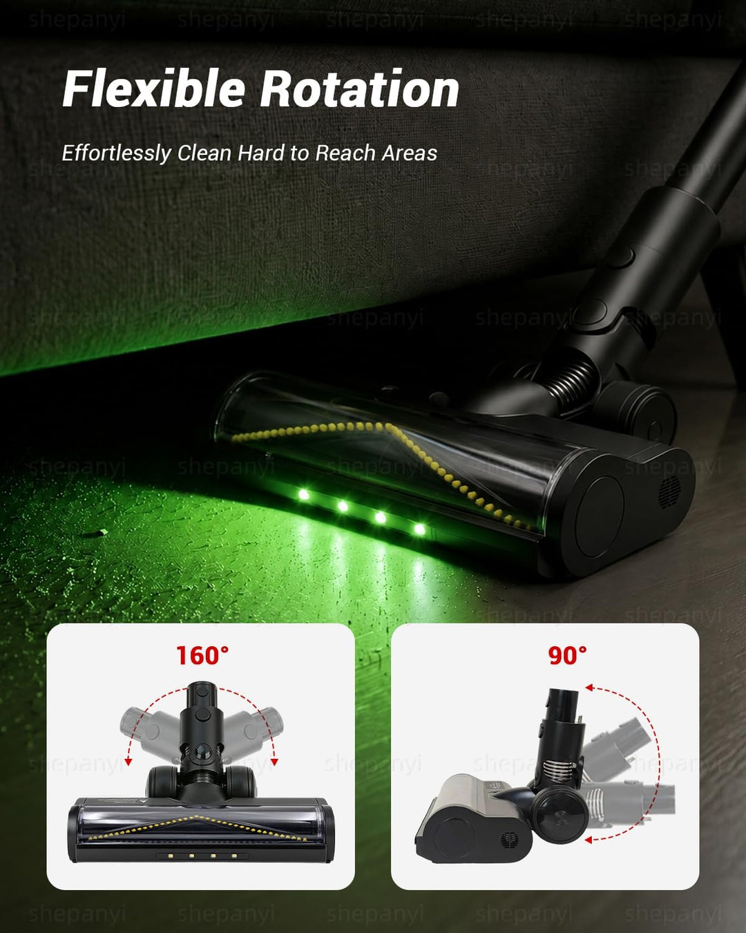 Neu verbesserte Grüner LED Light Bodenbürste Kompatibel für Dreame Z30 R20 T20 T30 R30 Z10,Z20 V12 V