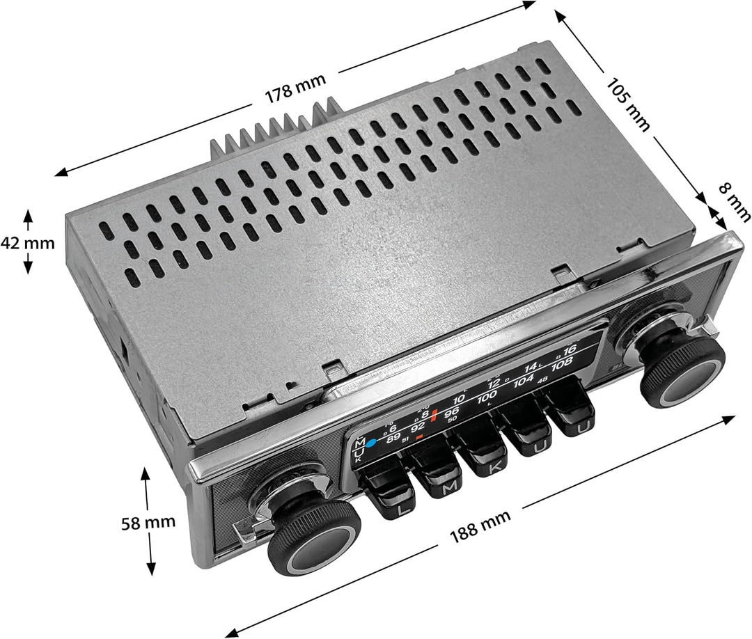 Blaupunkt Frankfurt Stereo MB, 1-DIN Autoradio, Oldtimer-Design, DAB+, Bluetooth, USB, Aux-Eingang,