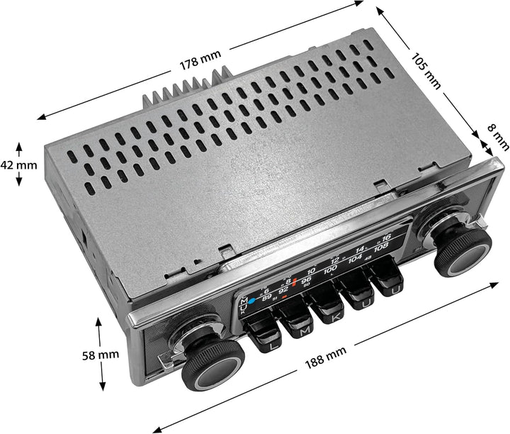 Blaupunkt Frankfurt Stereo MB, 1-DIN Autoradio, Oldtimer-Design, DAB+, Bluetooth, USB, Aux-Eingang,