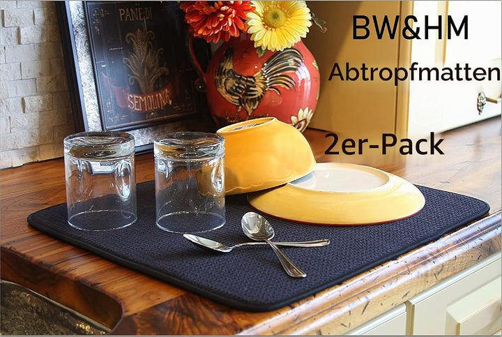 BW&amp;HM Abtropfmatte Geschirr Mikrofaser Abtropfmatte Spüle Dish Drying Mat Saugstarke Wendbare Schnel
