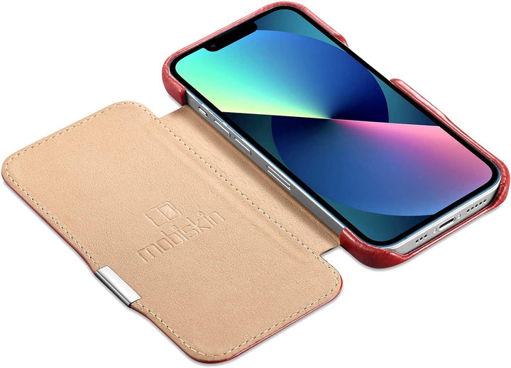 Mobiskin Hülle kompatibel mit Apple iPhone 13 Mini (5,4 Zoll), Handyhülle mit echtem Leder, Case, Sc
