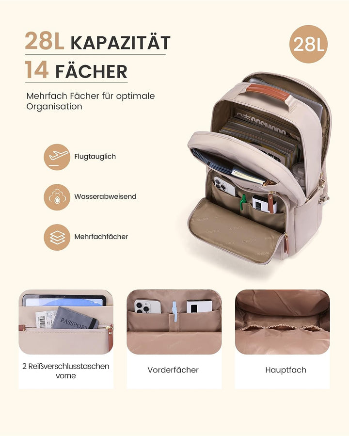 LOVEVOOK Laptop Rucksack Damen, Wasserdicht 17 Zoll Arbeitsrucksack Schulrucksack Teenager für Gross