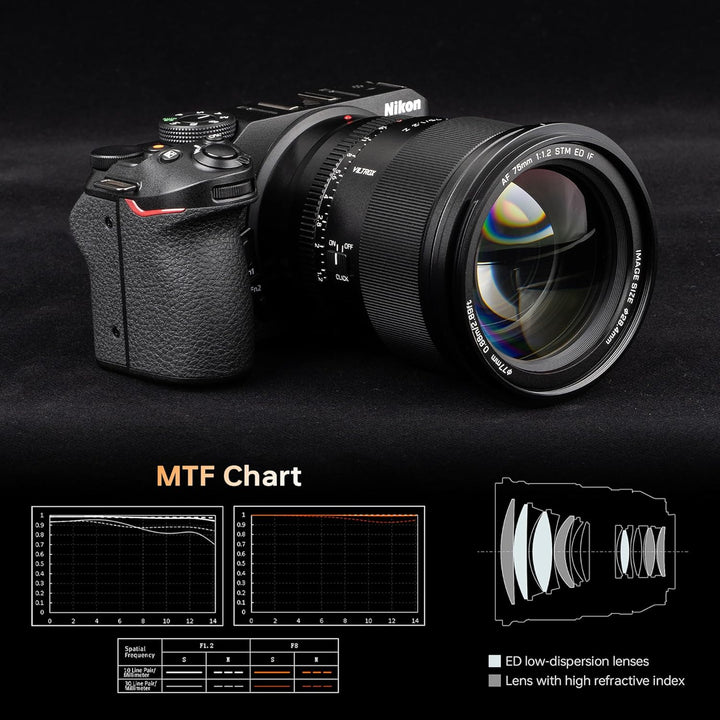 VILTROX AF 75mm F1.2 Pro Objektiv für Nikon Z-Mount APS-C, Autofokus Portrait Lens kompatibel mit Z5