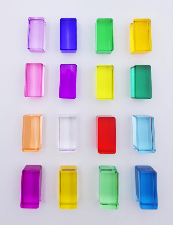 Jelly Blocks aus Acryl, Lichtbausteine Sensory Toys für Kinder, 16 Bunte Bauklötze ab 3 Jahren Acryl