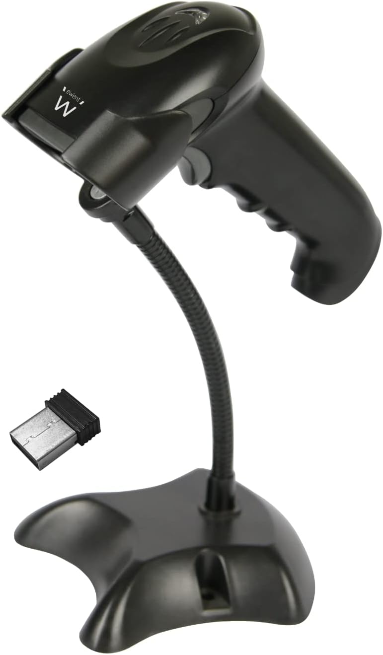 Ewent EW3431 Drahtloser 1D- und 2D-Barcode-Leser, kabelgebundener USB-Barcode-Leser, drahtloser Barc