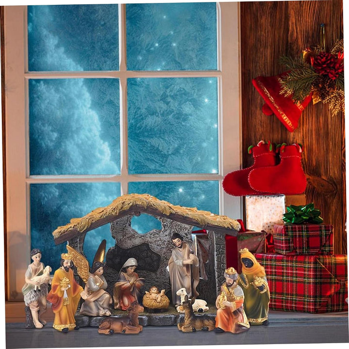 Krippe Figuren Set Weihnachten Mini Traditionelles Harz Jesus Geburtsdekorationen 1Set, Krippe Figur