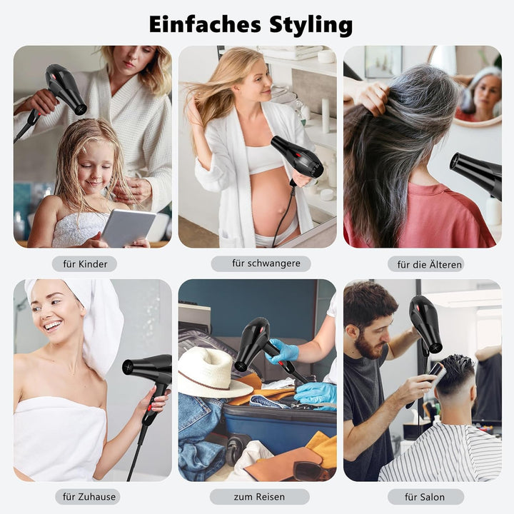 Jooayou Ionen Haartrockner, 3000 W Haarföhn für Damen, Föhn mit Diffusor, Profi-Fön, 3 Hitze-und 2 G