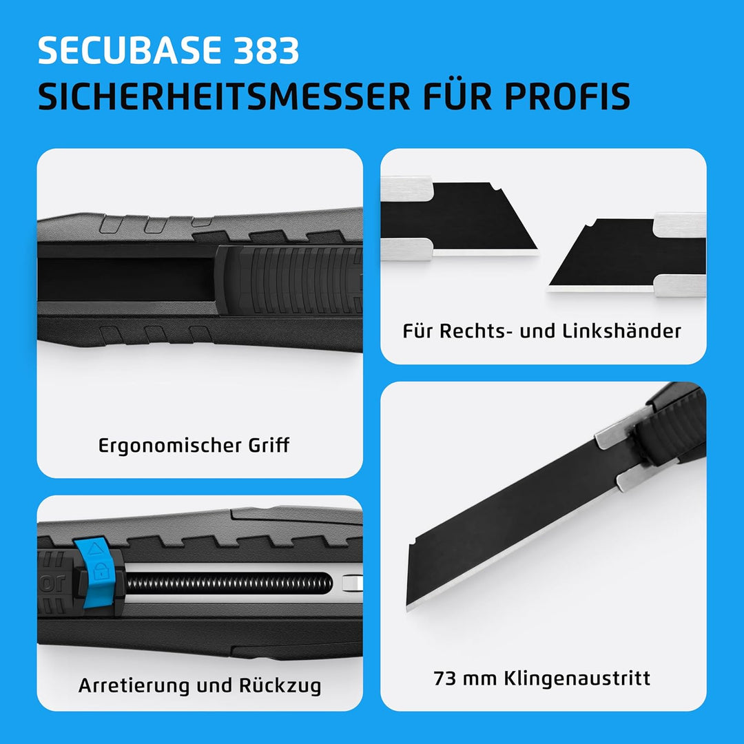 MARTOR SECUBASE Black Edition I Premium Sicherheitsmesser mit Klingenrückzug & extra langer Carbonst