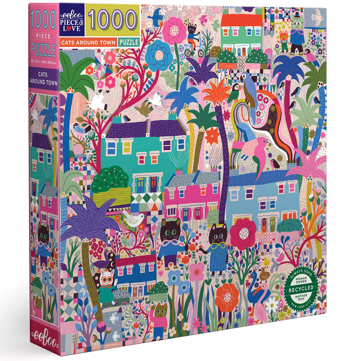 eeBoo PZTCTO Garden Puzzle für Erwachsene, 1000 Teile – Katzen in der Stadt