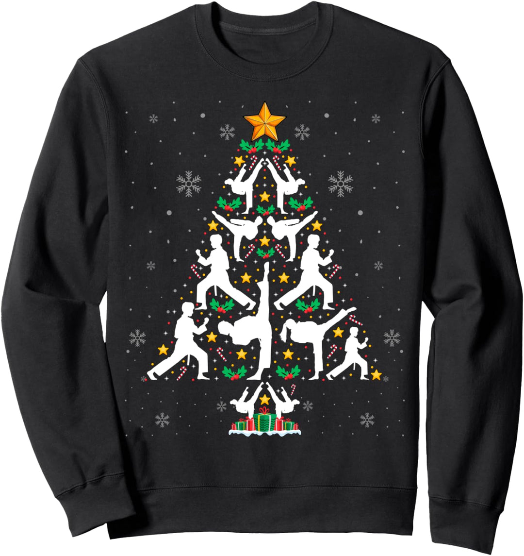 Taekwondo Christmas Tree Xmas Lights Taekwondo Christmas Sweatshirt