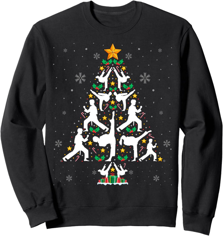 Taekwondo Christmas Tree Xmas Lights Taekwondo Christmas Sweatshirt