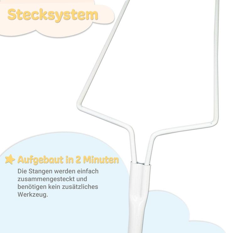 Babykajo Betthimmel Stange - Montierbare Himmelstange für Babybetten. Gestell aus Metall für Babybet