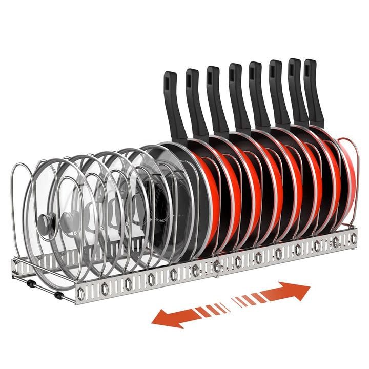 Housolution Pfannenhalter für Schublade, Erweiterbarer Topfdeckelhalter mit 14 Verstellbaren Teiler,