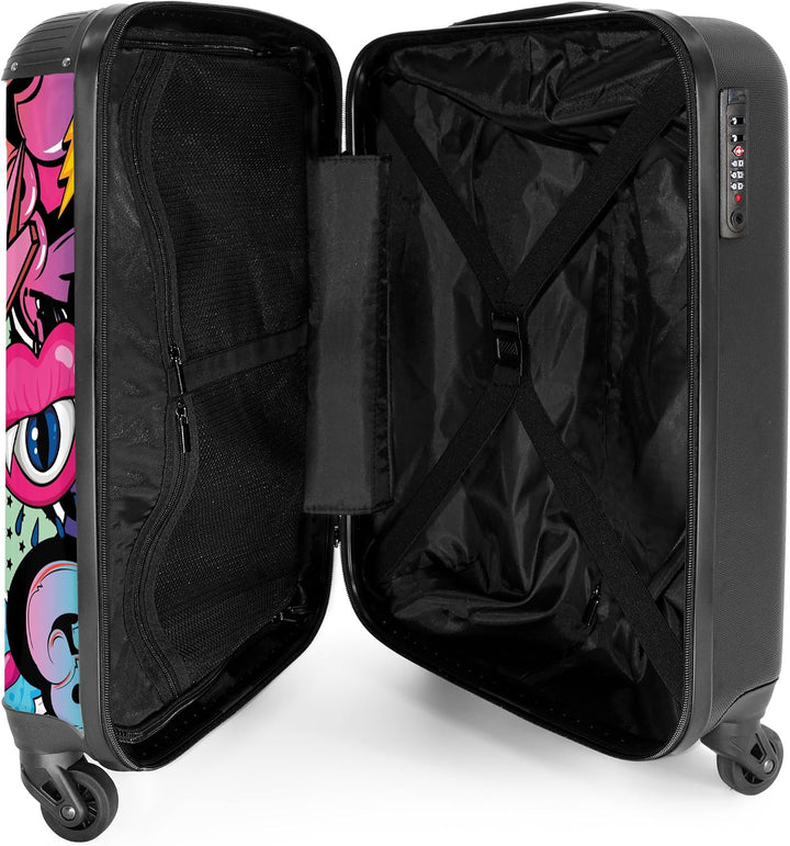 NoBoringSuitcases.com® Koffer Handgepäck Trolley Rollkoffer Kleine Reisekoffer mit 4 Rollen - Design