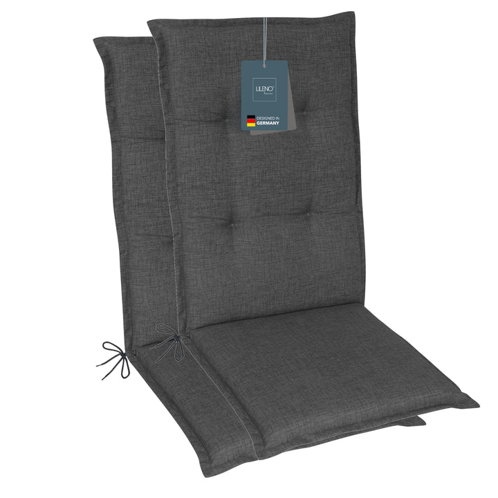 LILENO HOME Gartenstuhl Auflagen als [2er Set - Hochlehner] in Anthrazit - bequeme Liegen als Sitzau