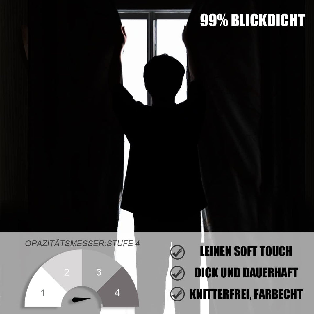 Treatmentex Blickdichte Vorhänge Thermogardine mit Ösen Verdunkelungsvorhang Grau Wärmeisolierende G