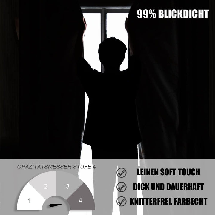 Treatmentex Blickdichte Vorhänge Thermogardine mit Ösen Verdunkelungsvorhang Grau Wärmeisolierende G