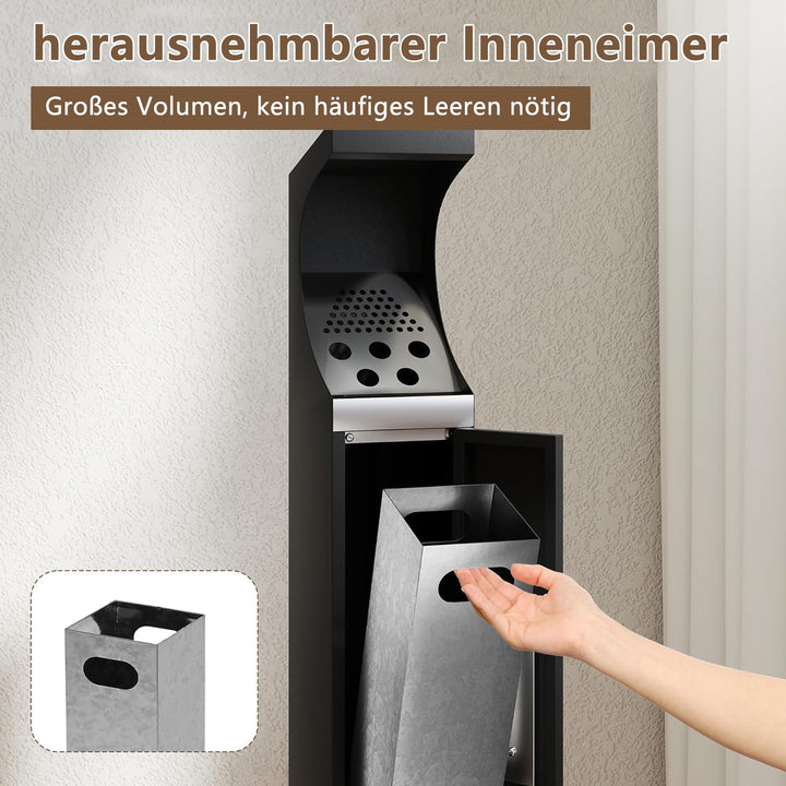 Gewerbe Stahl Papierkorb Outdoor, wasserdicht stehender Mülleimer mit abnehmbarem Inneneimer, grosse