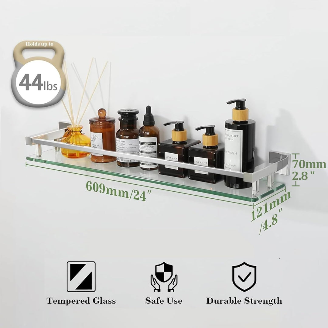SAYAYO Duschablage Edelstahl, Duschregal Chrom Glasregal Badezimmer Regal Duschkorb Shampoo Halterun