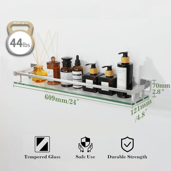 SAYAYO Duschablage Edelstahl, Duschregal Chrom Glasregal Badezimmer Regal Duschkorb Shampoo Halterun