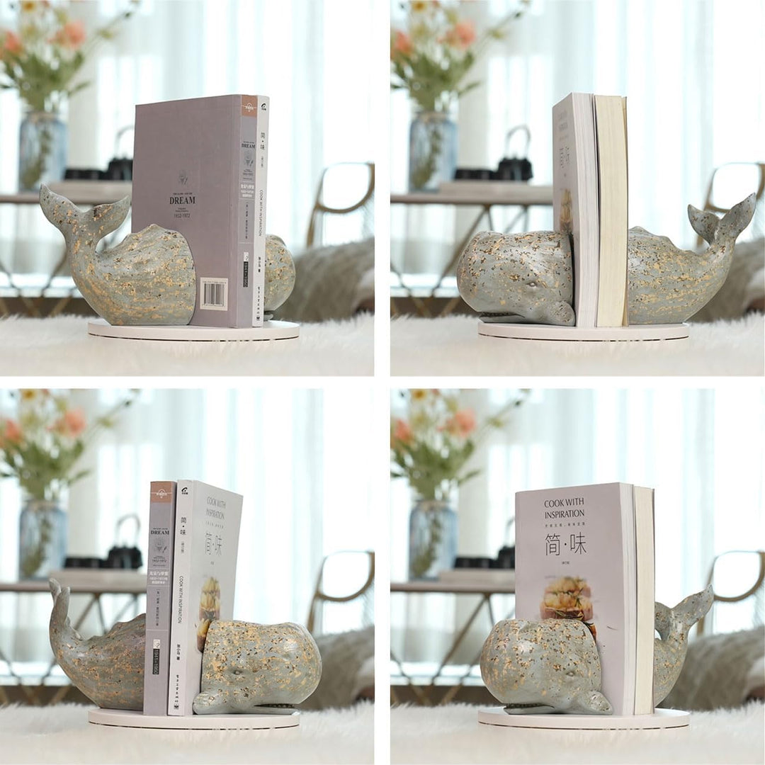 HAUCOZE Delphin Buchstützen Modern Skulpturen Arts Ozean Dekor Geschenk Polyresin 24cm