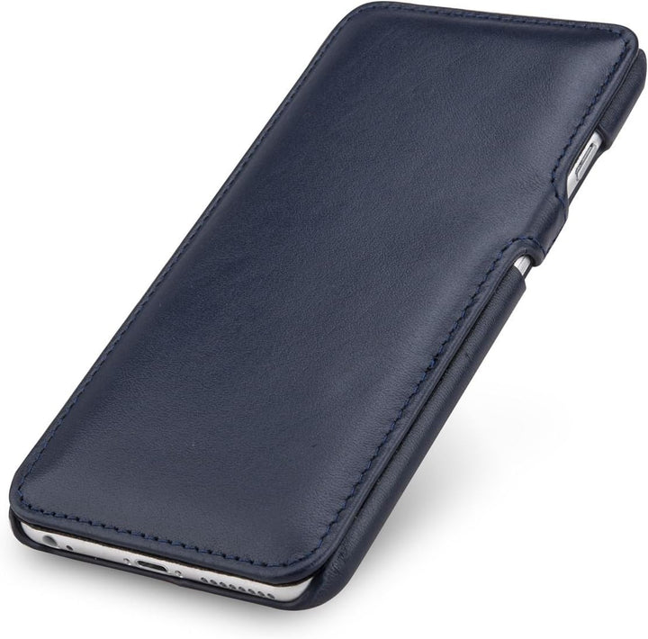 STILGUT Leder-Hülle kompatibel mit iPhone 6s Plus Book Type mit Clip, Dunkelblau Nappa, Dunkelblau N