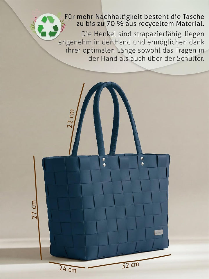 normani Einkaufstasche geflochten mit Henkeln - Tragetasche extra robust Farbe Petrol Petrol Einheit