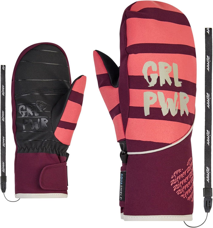 Ziener Mädchen Liwani Ski-Fäustling/Wintersport | wasserdicht, Primaloft, modisch 5.5 velvet red, 5.