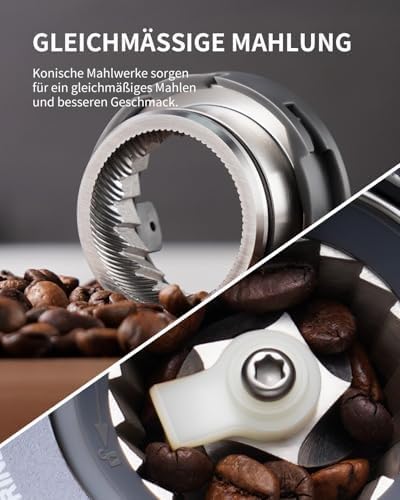 SHARDOR Kaffeemühle Elektrisch mit 51 Mahlgraden, LED-Touchpanel, Elektrische Kaffeemühle Siebträger