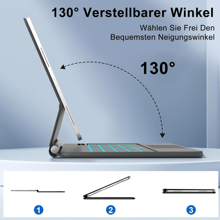 IVEOPPE Magic Tastatur mit hülle für iPad Air 11" (M3 2025/M2 2024) - Deutsches QWERTZ Layout Hinter