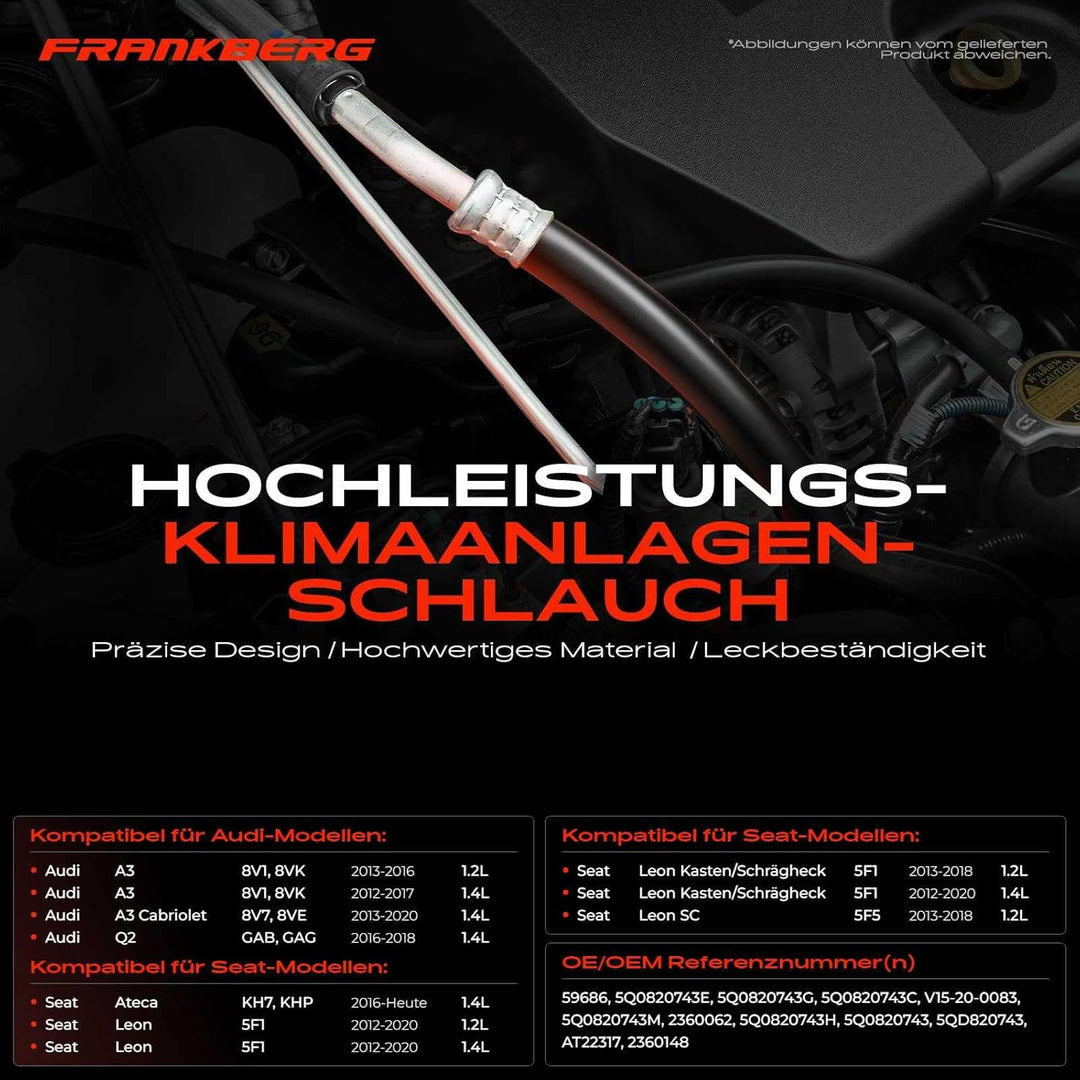 Frankberg Klimaleitung Klimaschlauch Druckleitung Kompatibel mit P.a.s.s.a.t 3G2 CB2 1.4L 2014-2022