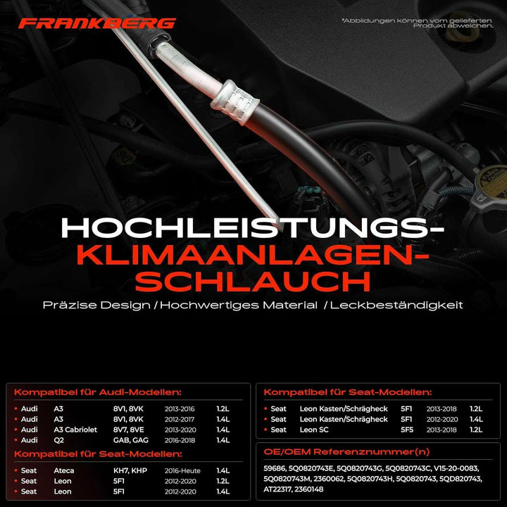 Frankberg Klimaleitung Klimaschlauch Druckleitung Kompatibel mit P.a.s.s.a.t 3G2 CB2 1.4L 2014-2022