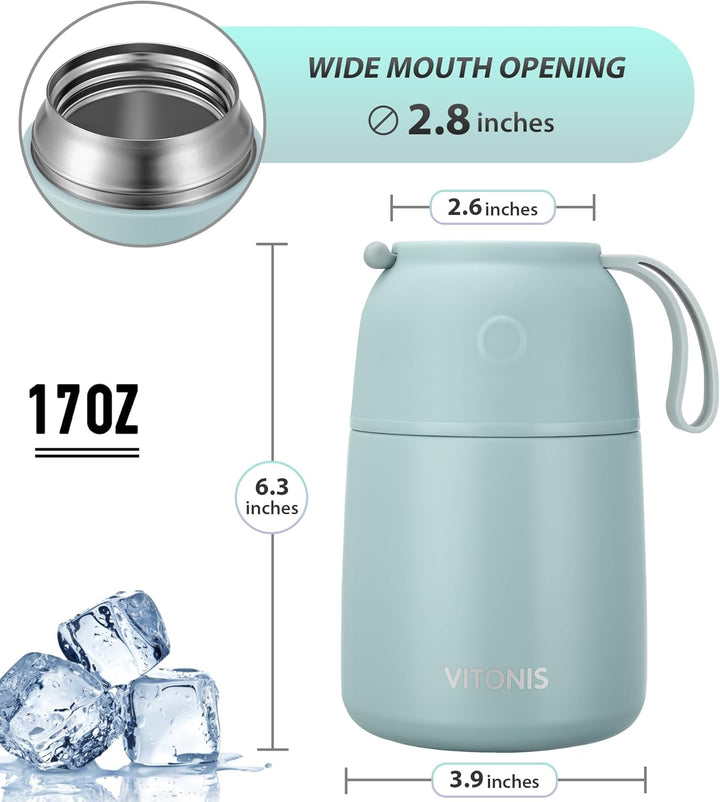 Thermobehälter für Essen 500ml Edelstahl Isolierbehälter Gefäss für warme Speissen, Essen, Suppe, Is