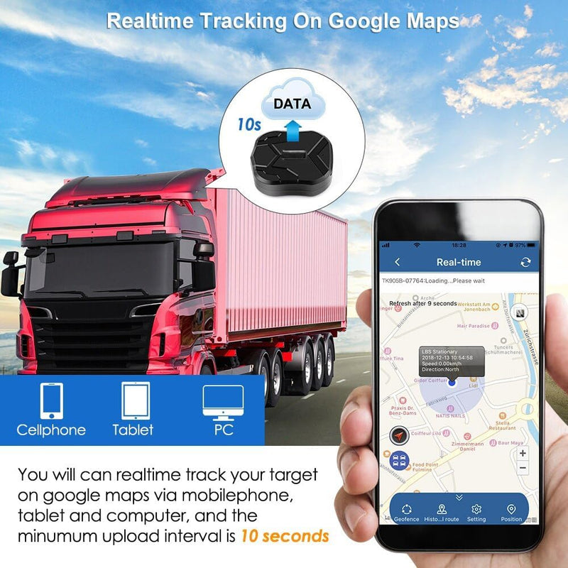 TKMARS TK905B 4G GPS Gerät, Diebstahlschutz Mehrere Alarme Tracker mit Echtzeit Ortung, 10000mah-Akk