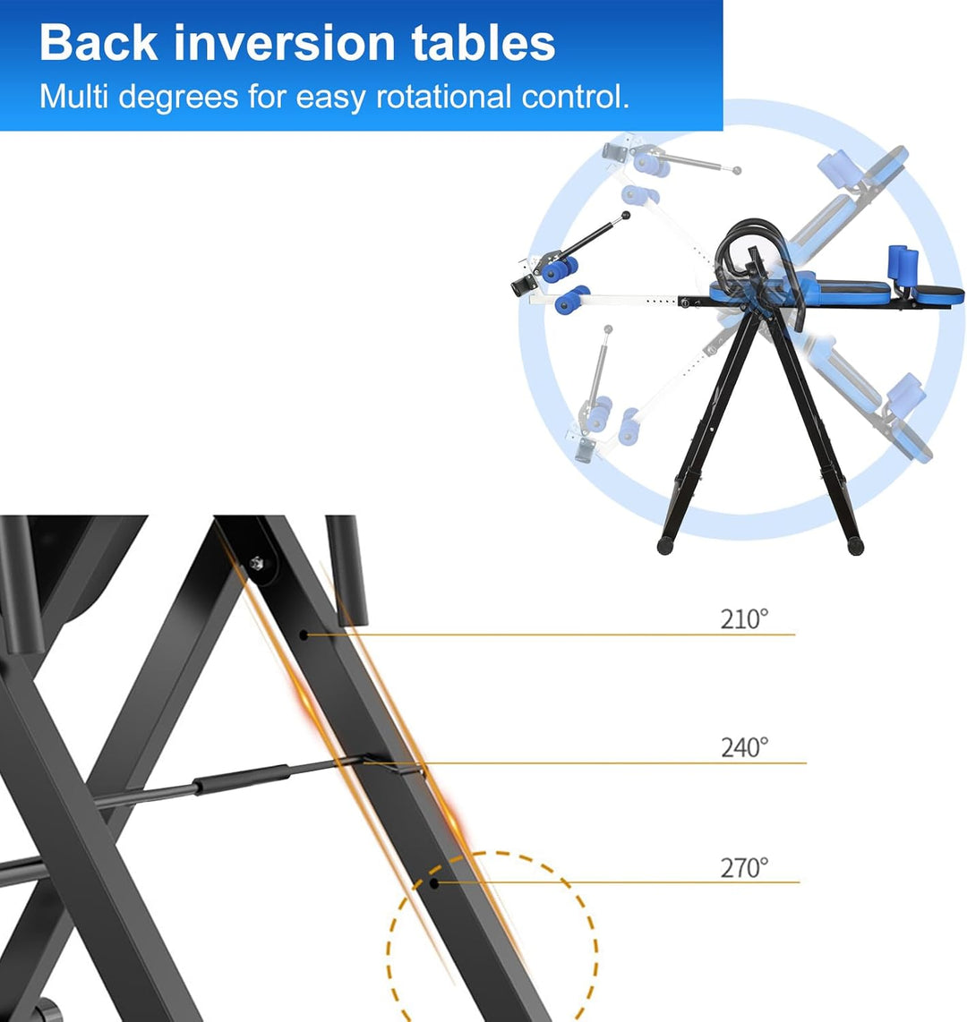 Inversionsbank, klappbarer Schwerkrafttrainer, Inversion Table mit 3 Inversionswinkel, Streckbank zu