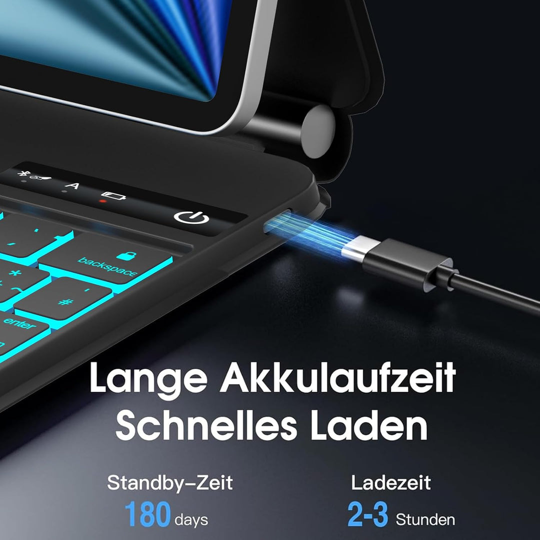 IVEOPPE Magic Tastatur mit hülle für iPad Air 11" (M3 2025/M2 2024) - Deutsches QWERTZ Layout Hinter