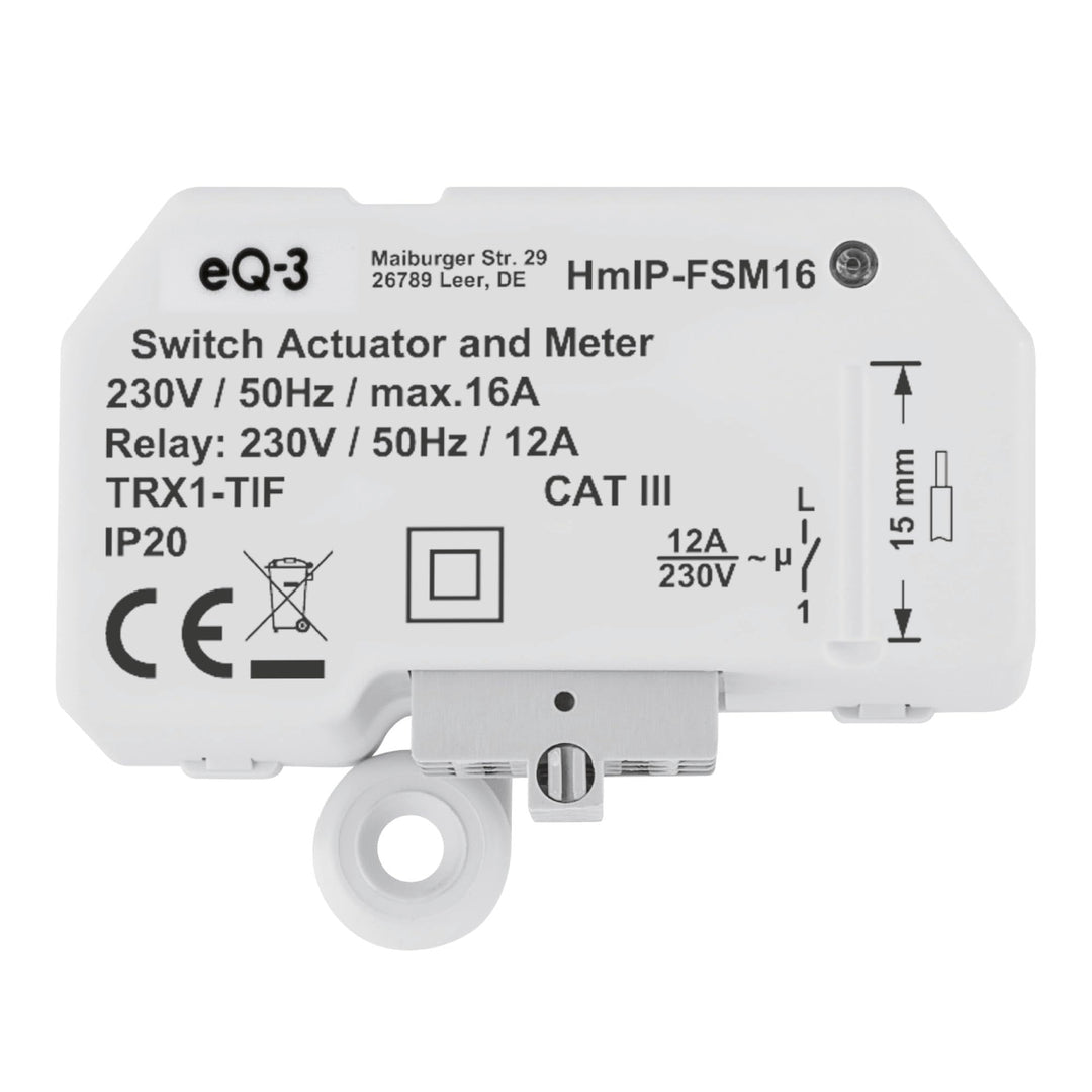 Homematic IP Smart Home Schalt-Mess-Aktor (16 A) – Unterputz, Aktor misst Strom, steuert Geräte und